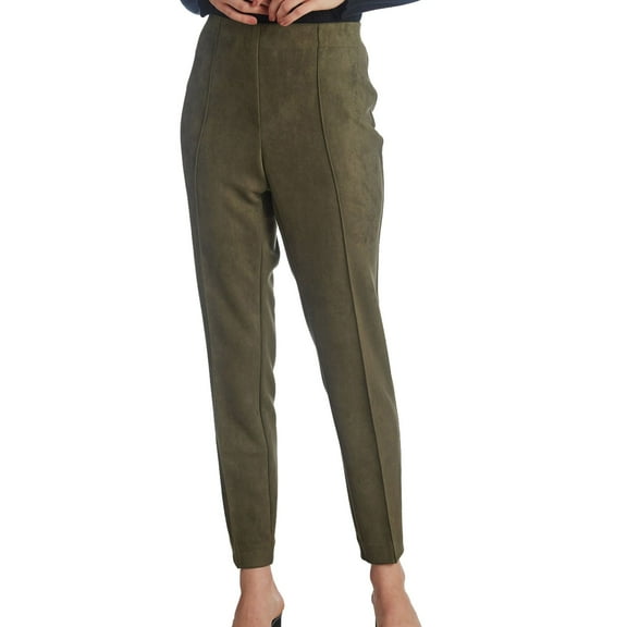Anne Klein Womens Faux Suede Pull-on Hollywood Dress Pants, Green, X-Small