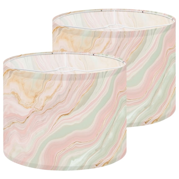 Lampshades 2 Pack Pastel Marble Abstract Gold Veins Blush Pink Mint Green 13"x13"x10" Light Shade for Table Lamps Floor Lamp Shades Lampshade Replacement Easy Assembly