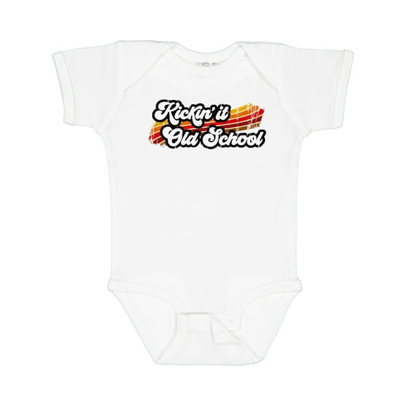 Inktastic Kickin' it Old School with Weathered Retro Stripe Boys or Girls Baby Bodysuit