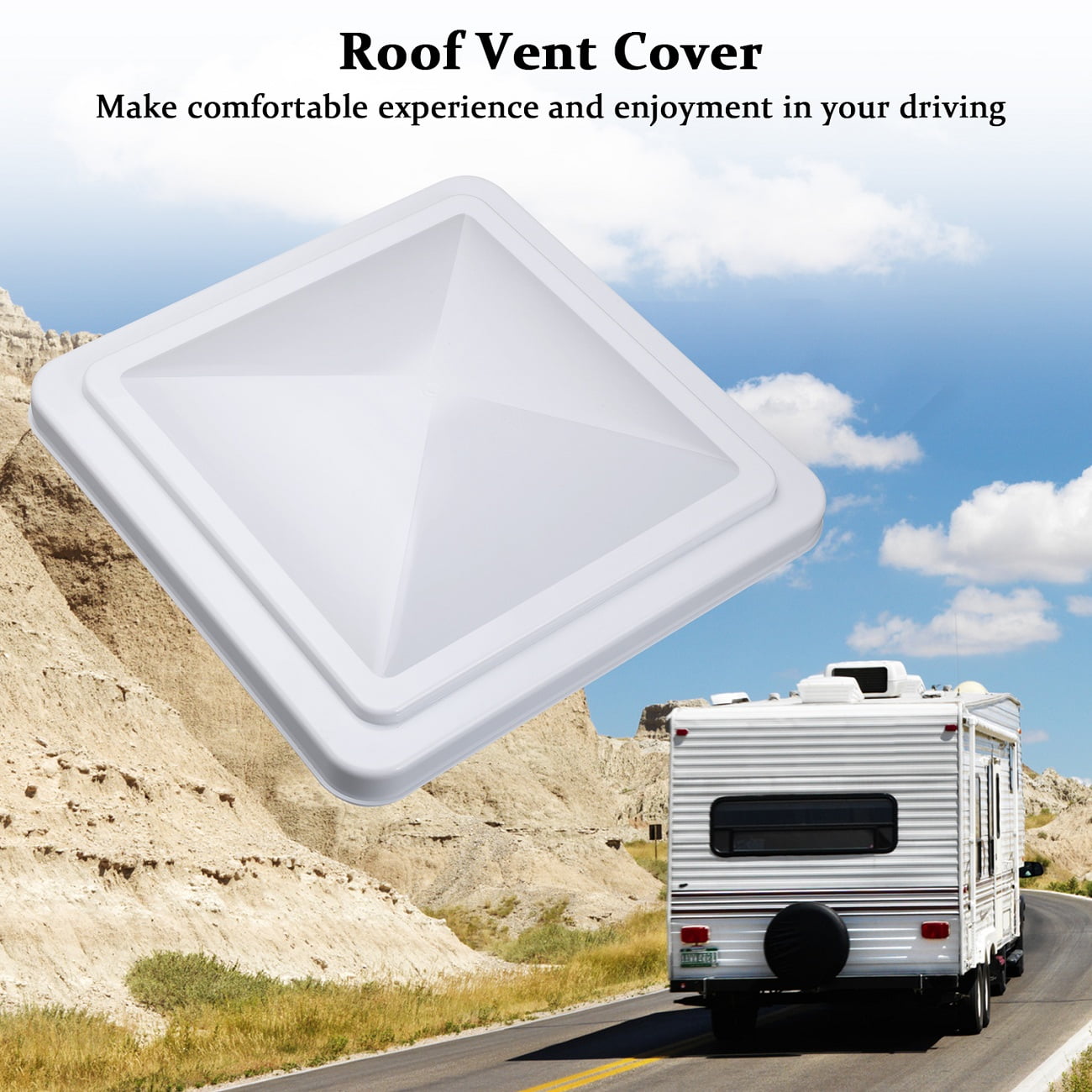 TRIBLE SIX 1pc RV Roof Vent Cover Universal Replacement Lid Ventline for Camper RV Roof Trailer White 14 x 14 