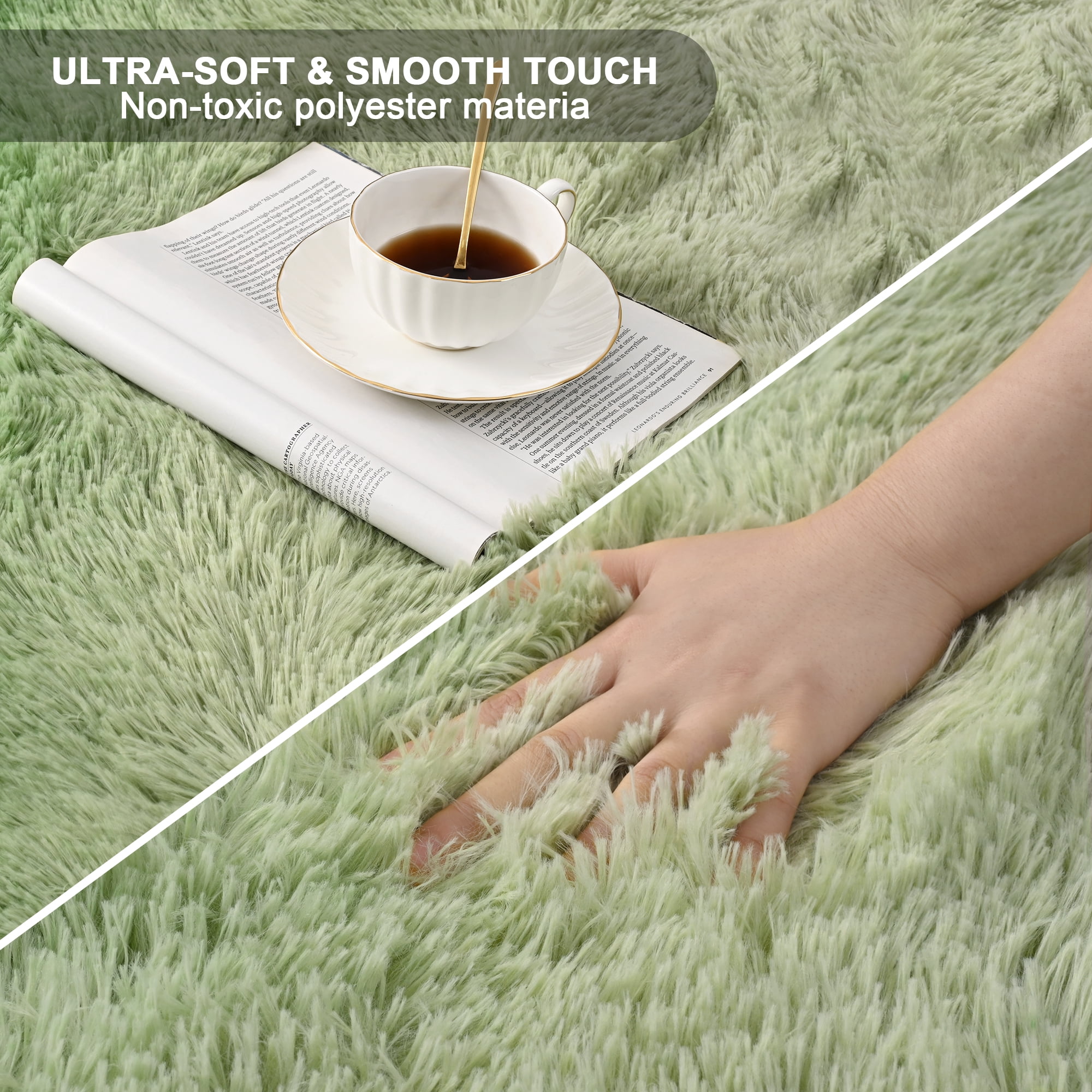 Lochas Fluffy Shag Area Rug Fuzzy Gradient Tie Dye Colorful Bedside Carpet Plush Rugs for Bedroom Living Room Nursery Baby Home Decor,5'x8',Yellow/Green