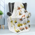 thumbnail image 4 of Construction Soft Flannel Fleece Blanket, Cartoon Heavy Equipment and Machinery Industry Building Transportation, Cozy Plush for Indoor and Outdoor Use, 60" x 80", Yellow Orange Grey, by Ambesonne, 4 of 5
