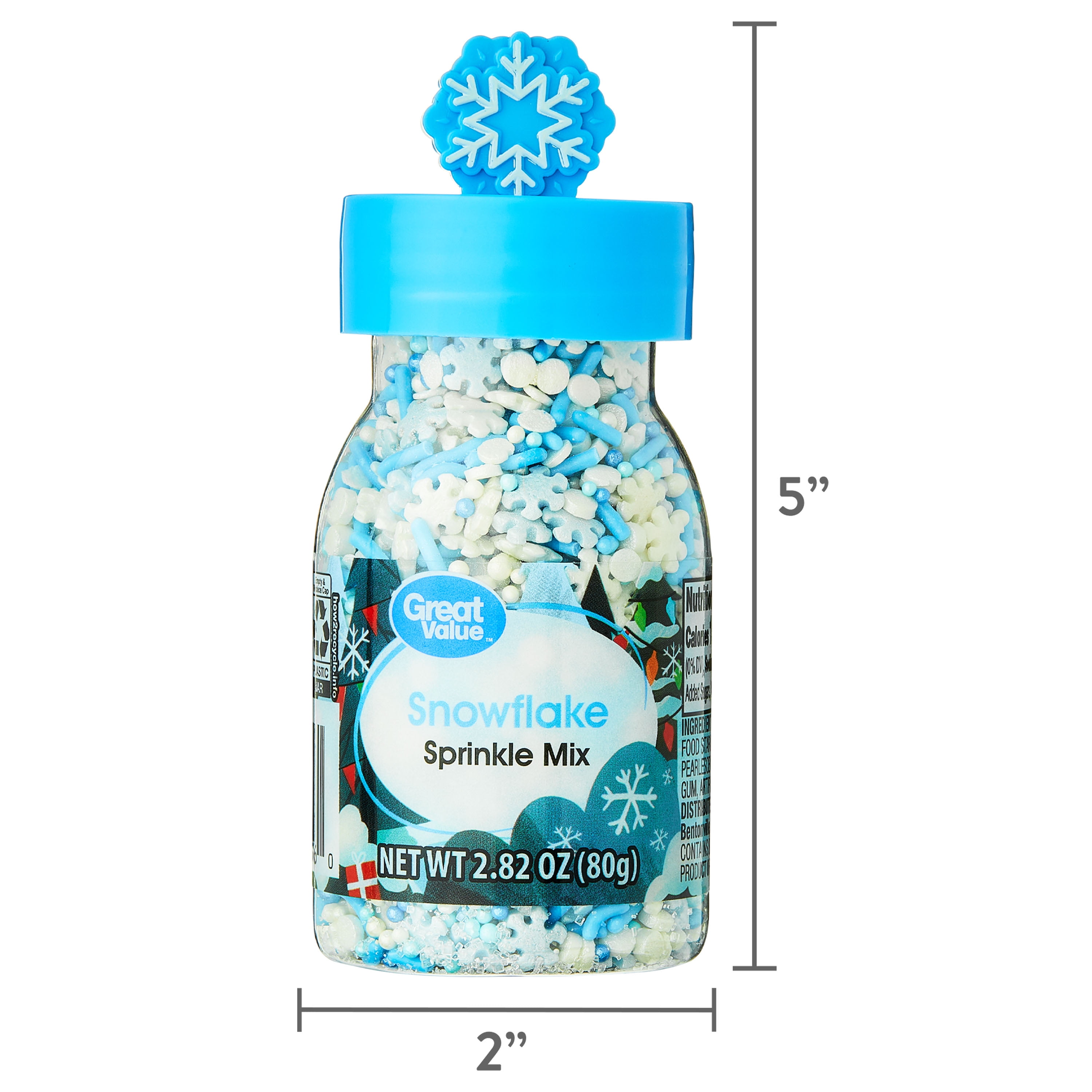 Great Value Blue and White Snowflake Dessert Sprinkles, 2.82 oz