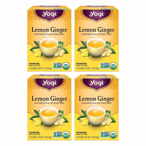 Yogi Tea, Lemon Ginger 6 Pack, 96 Herbal Tea Bags, Supports Digestion, Caffeine Free