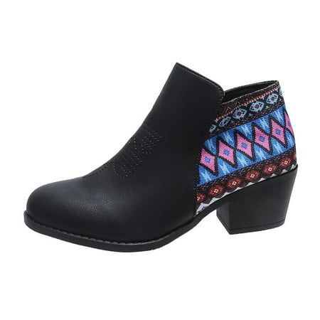 

Vintage Ethnic Style Ankle Boots for Women Fall Fashion 2022 Round Toe Casual Platform Short Boot