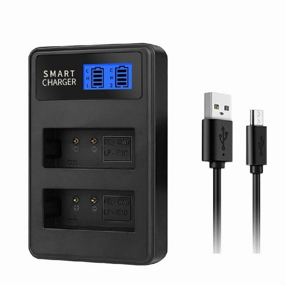 LP-E10 LPE10 LP E10 LCD Dual USB Battery Charger for EOS 1100D, 1200D, EOS Rebel T3, EOS Rebel T5 Digital Camera