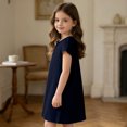 thumbnail image 3 of Grblisyd Girls Dresses Size 10-12 Solid Color Short Sleeve Casual Dresses Summer Kids Crew Neck Loose Midi Dress, 3 of 6