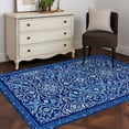 thumbnail image 3 of Boho Blue Area Rugs 3'x5', Washable Small Throw Rugs for Living Room Bedroom, Ethnic Western Abstract Tribal Floral Art Indoor Outdoor Rug Non-Slip Low Pile Carpet Runner Reversible Floor Mats, 3 of 8