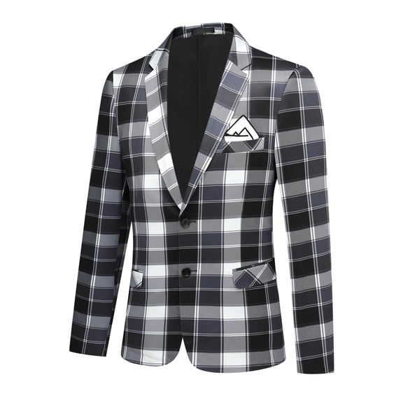 AZoiNM Men's Plaid Blazer Sport Coat, Black White Checkered Single Breasted Suit Jacket, Slim Fit Notch Lapel Casual Dress Jacket for Wedding Party Prom