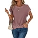 thumbnail image 2 of Xuyuer Women's Crew Neck Short Sleeve Knit Side Loose Solid Color Casual Top, Relaxed Fit Sweater Tee for Spring Summer Layering,Cozy Everyday Wear, 2 of 6