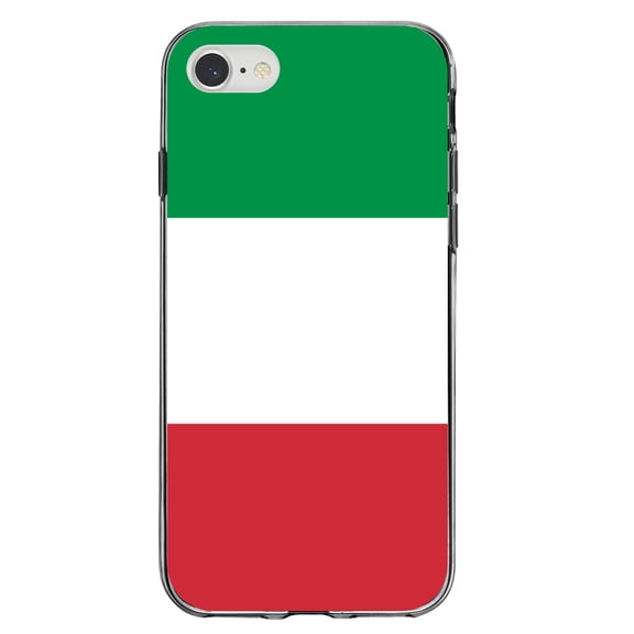 DistinctInk Clear Shockproof Hybrid Case for iPhone 7 8 SE (2020 Model) 4.7" Screen TPU Bumper Acrylic Back Tempered Glass Screen Protector - Italy Flag Red White Green - Love of Italy