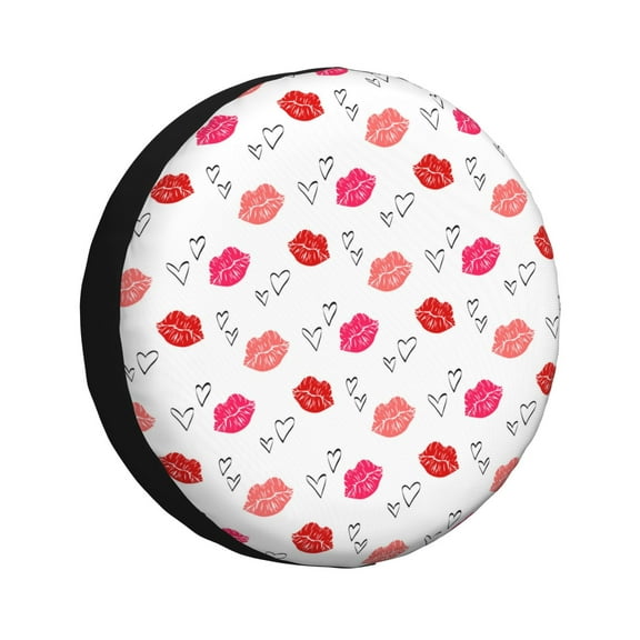 Gukieu Red Lips 1 Print Car Tire Cover, Adjustable Waterproof and Dustproof Tire Protection Cover, Suitable for SUV, Truck, Van-14 inch