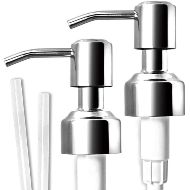 Bomba de jabón duradera de acero inoxidable 304 a prueba de óxido, repuesto de bomba dispensadora de jabón de cocina para botella de boca normal, paquete de 2
