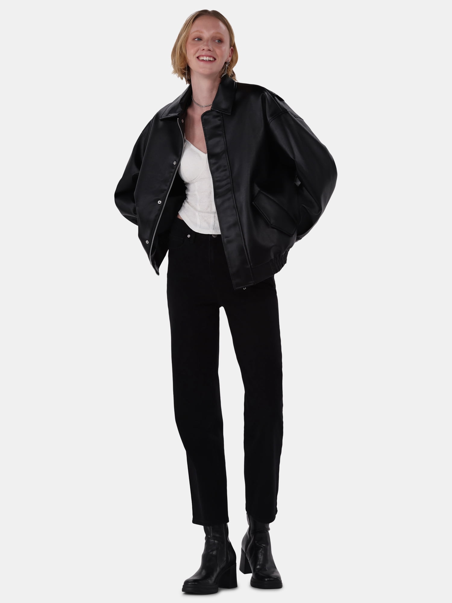 No Boundaries Bomber Jacket, Women's and Women's Plus