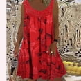 thumbnail image 1 of Pejock Summer Dresses for Women 2023 Round Neck Lace Patchwork Printed Loose Sleeveless Dress Red 3XL (US Size:14), 1 of 2