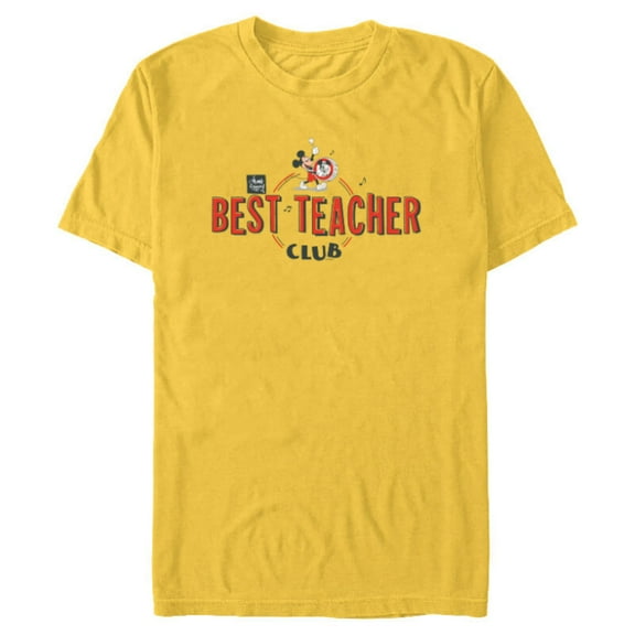 Disney Mickey Mouse Best Teacher Club - Short Sleeve Blended T-Shirt for Adults - Customized-Yellow