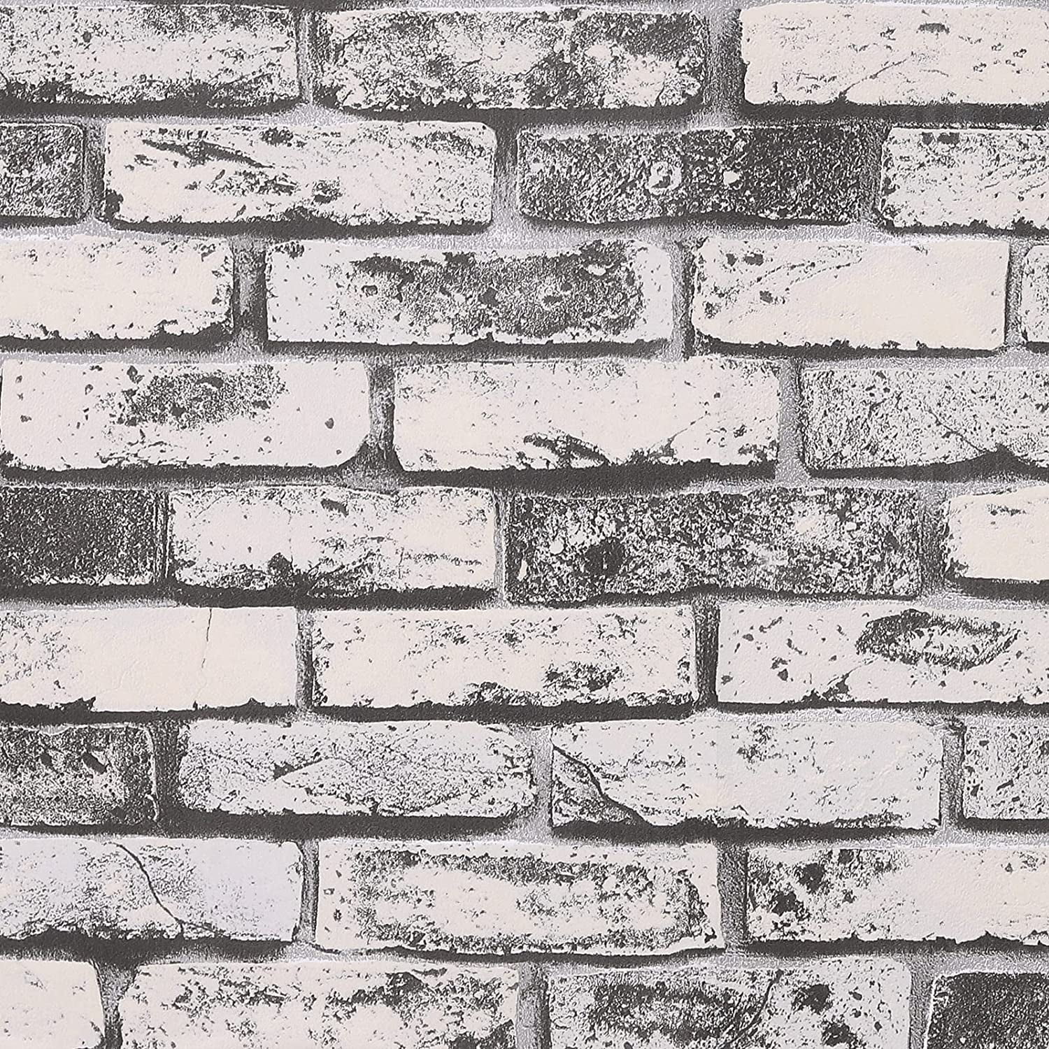15.7"x118.1" Grey Brick Wallpaper Peel and Stick 3D Textured Faux Brick