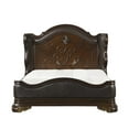 thumbnail image 3 of Royal Bed Cherry Finish 1pc Queen Size Bed Faux Leather Upholstered Headboard Footboard Traditional Bedroom Furtniture, 3 of 5