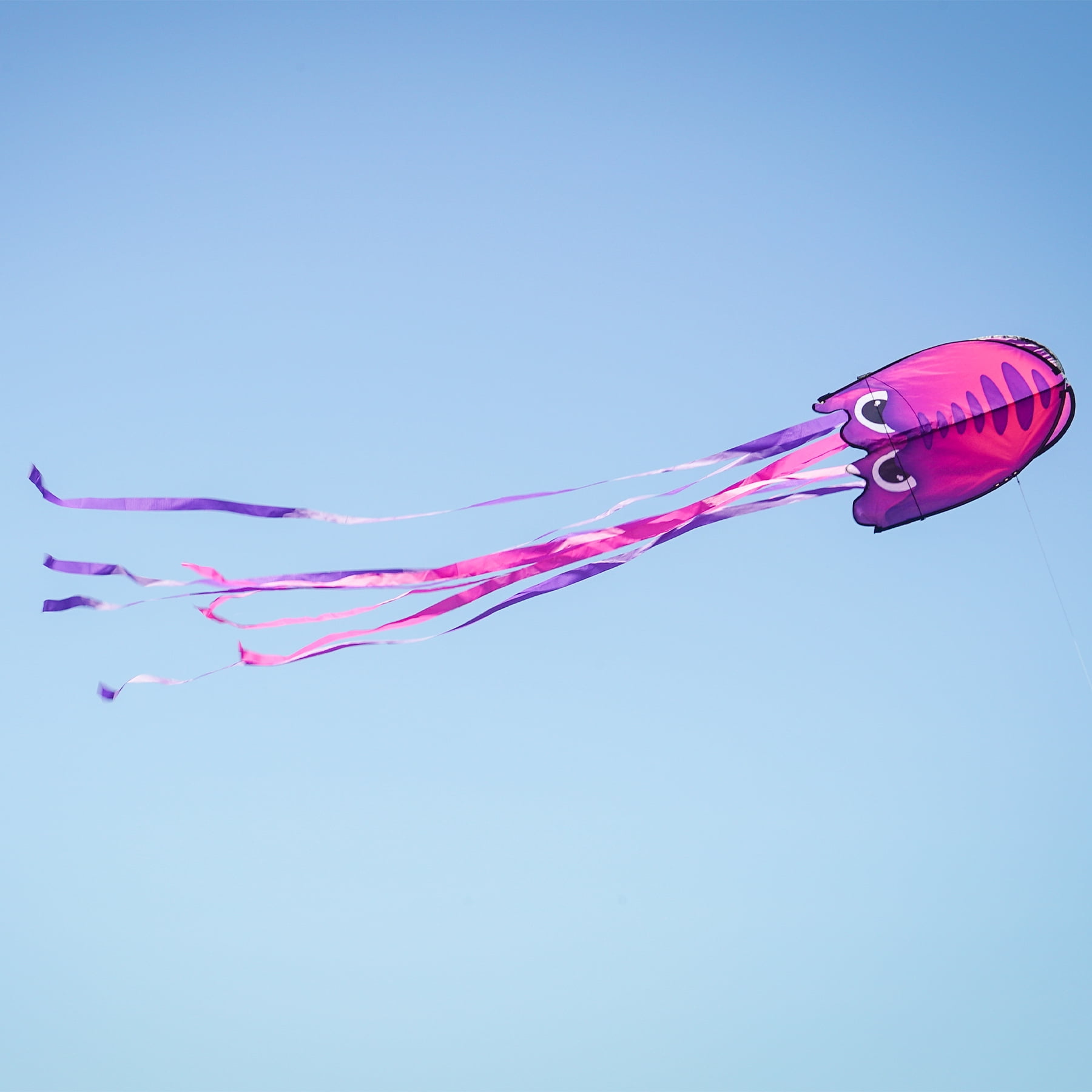 In the Breeze 3388 — Purple Pop Jelly Kite — Non-Assembly, Easy-Flying Kite with Long Streamer Tails; Kite Line Included