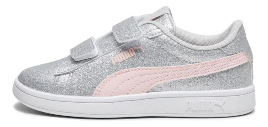 Tenis Puma Smash 3.0 Glitz Nina 394688 02 plateado 13 Bodega Aurrera en linea