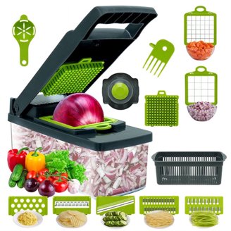 13-in-1 Vegetable Chopper - Onion Chopper, Food Dicer With 8 Blades, Stainless Steel, Hand Chopper For Kitchen