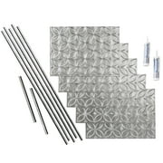 FASÄDE Rings Decorative Vinyl Backsplash 15 sq ft Kit in Crosshatch Silver