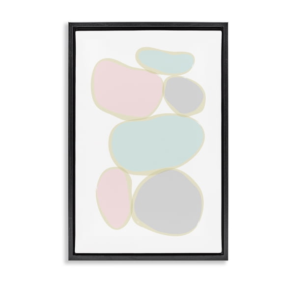 Stupell Industries Scandinavian Circular Pastel Shapes Black Floating Frame Canvas Art, 17 x 25, by Martina Pavlova