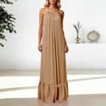 thumbnail image 5 of DGMIOCS Women's Backless Sleeveless Maxi Dress Oversized Duster Coat Style Long Dress with Spaghetti Straps for Everyday Versatile Wardrobe Khaki S, 5 of 7