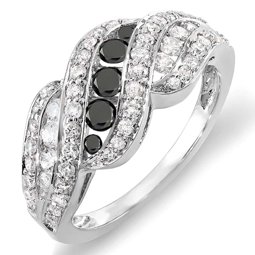 Dazzlingrock Collection 1.00 Carat (ctw) 10k White And Black Dimaond ...