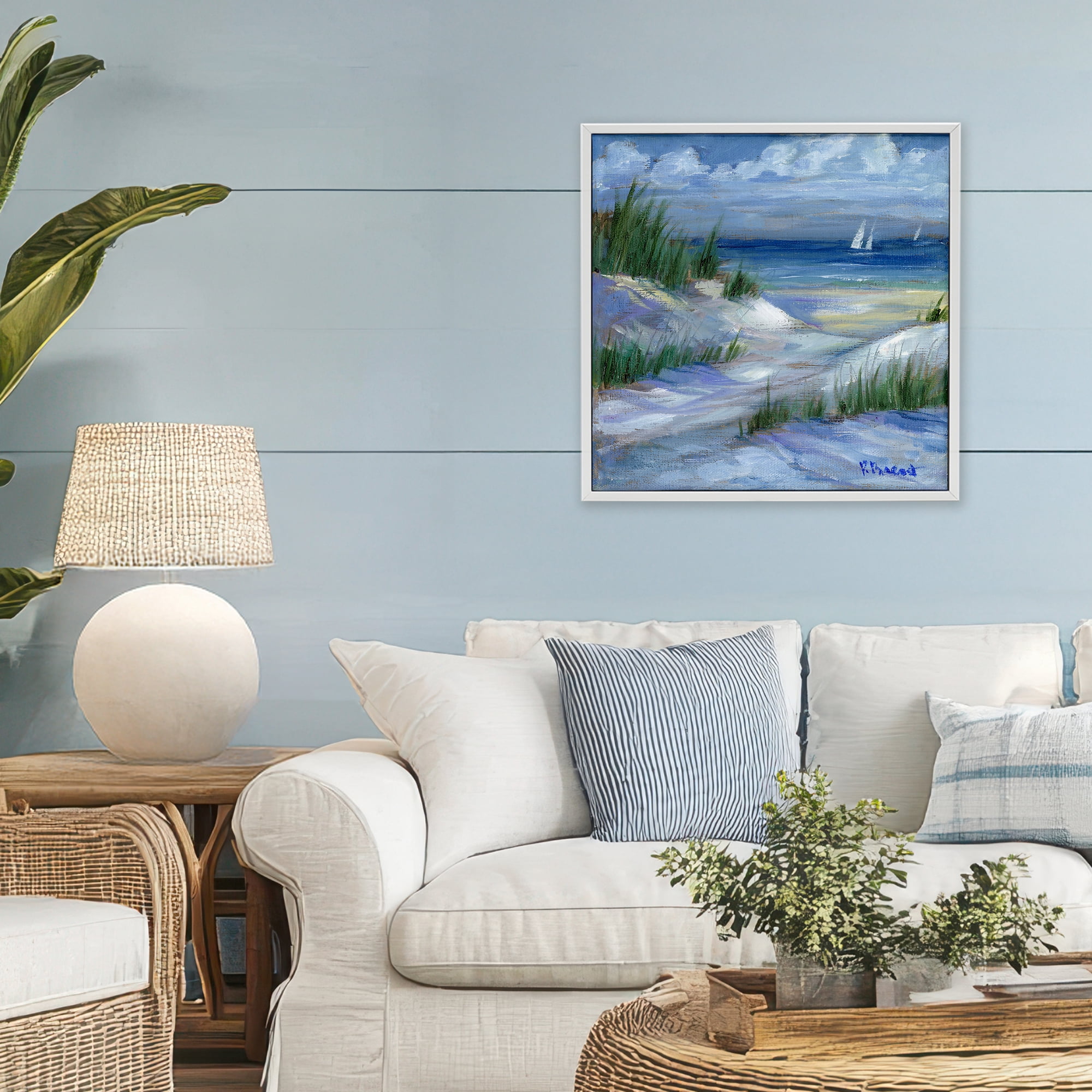 Stupell Industries Crooked Island Dunes & Sailboats White Framed Giclee Art, design by Paul Brent