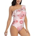 thumbnail image 3 of Honeii Pigs Head And Donuts for women's one-piece swimsuit featuring a chic one-shoulder design experience elegance and style in the water-XX-Large, 3 of 6