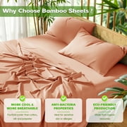 Sonoro Kate Luxury Cooling Bamboo Bed Sheet Set - Deep Pockets - 4 Piece, King, Coral