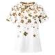 thumbnail image 5 of Camisas de Manga Corta para las Mujeres Impresión Cuello Redondo Suéter Encaje Blusa, Top Casual para el Hogar Y Diario, 5 of 9