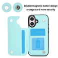 thumbnail image 3 of Mantto Case for iPhone 16 Plus Back Wallet Case, Card Slots Holder RFID Blocking Luxury PU Leather Shockproof Cover, Double Magnetic Buttons Kickstand Case for iPhone 16 Plus, Mint, 3 of 8