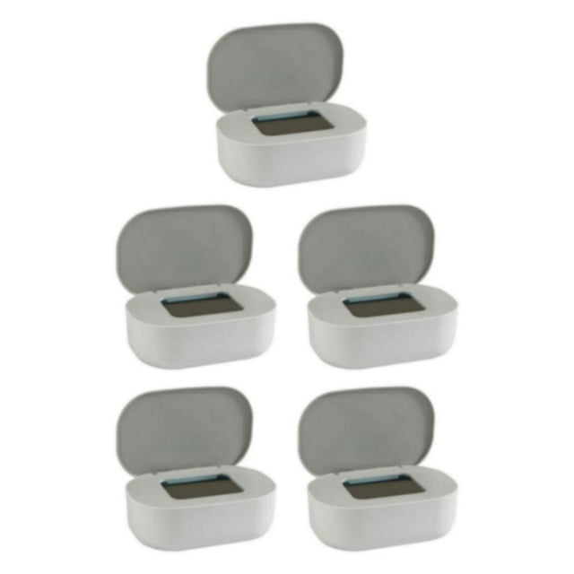 relayinert Stylish Desktop Countertop Mask Dispenser Storage Box with Lid Spacious Holder Plastic Baby Gray 21x14x7.8cm 5Set