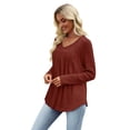 thumbnail image 6 of WIHOLL Long Sleeve Shirts for Women V Neck Tunic Tops Lightweight Womens Sweaters Fall Outfits, 6 of 12
