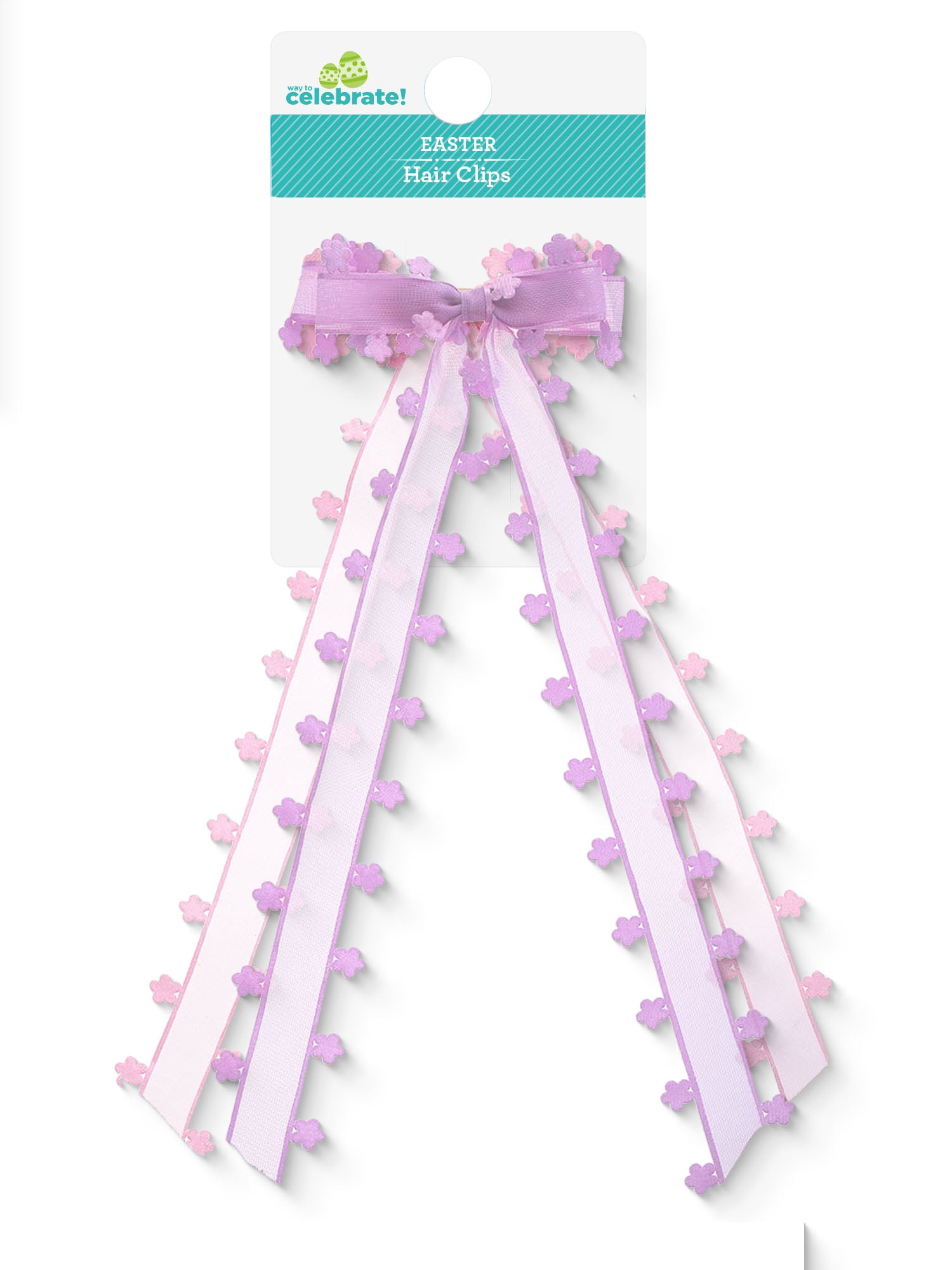 Way to Celebrate Easter Purple Flowers Hair Bows, 2 Pieces