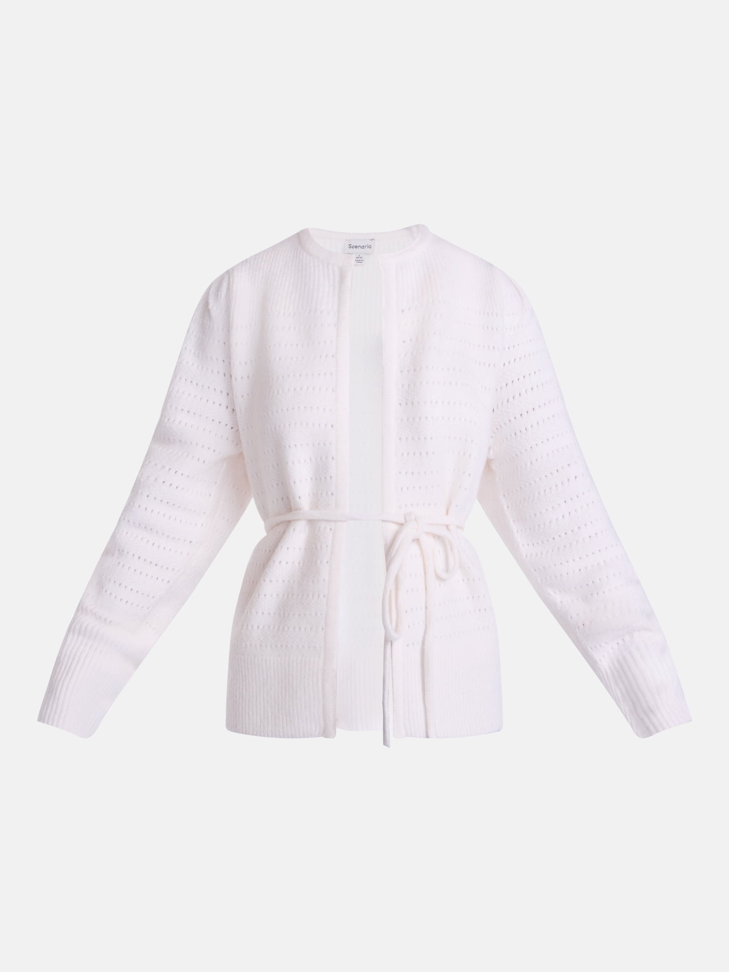 Scenario Women's and Women's Plus Open Tie Cardigan Lightweight Sweater with Long Sleeves, Sizes XS-4X