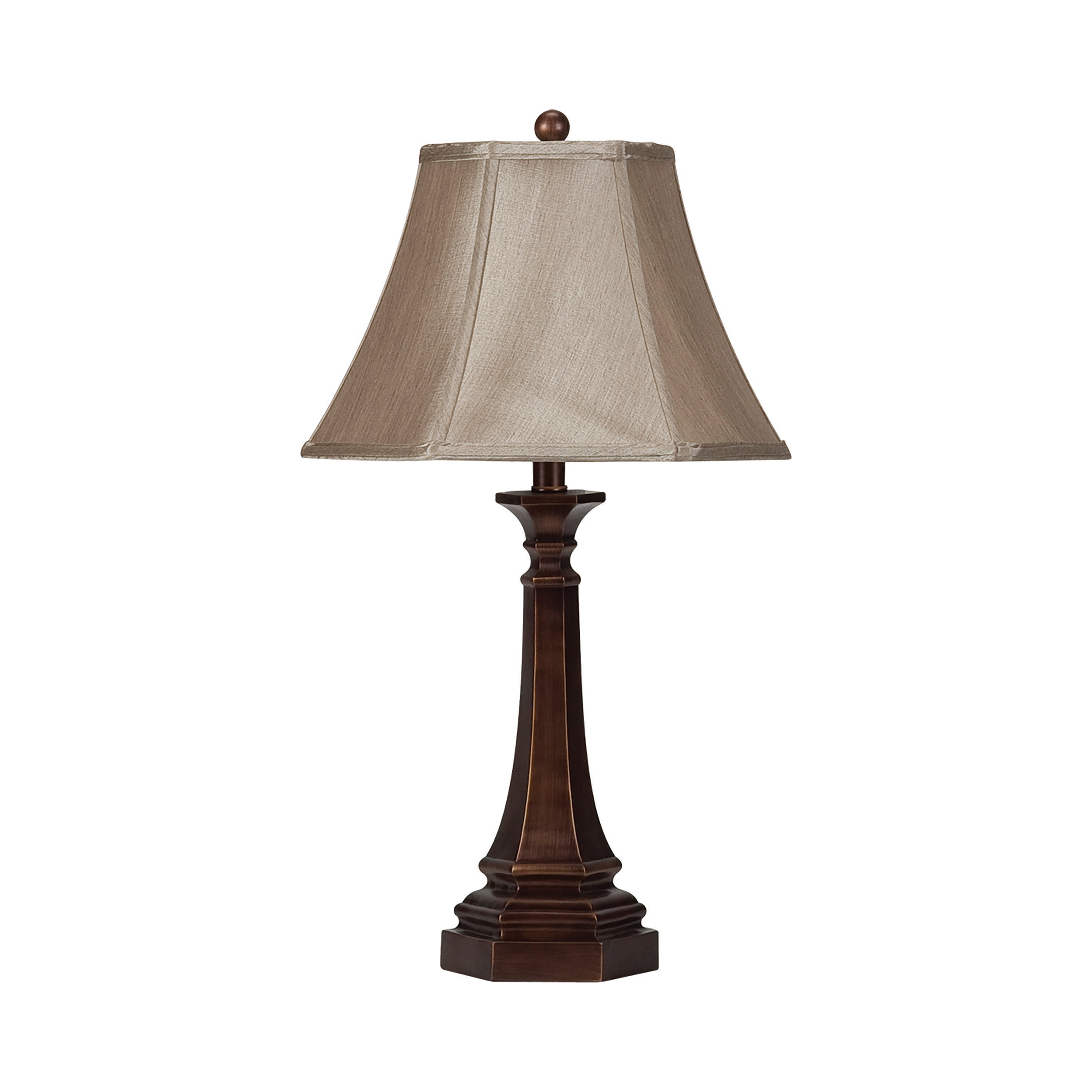 Sculpted Metal Base Table Lamp Bronze and Beige