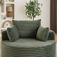 thumbnail image 5 of Leumius Oversized Round Chair Lounge Chaise Indoor,50" Upholstered Corduroy Deep Seat Single Cloud Sofa Chair, Fluffy Modern Large Circle Boneless Sleeper Sofa for Living Room, Bedroom,Green, 5 of 16