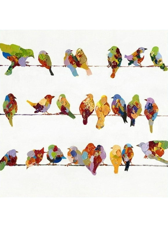 Yosemite Home Decor 'Birds on a Wire II' Fabric Canvas in Multi-Color