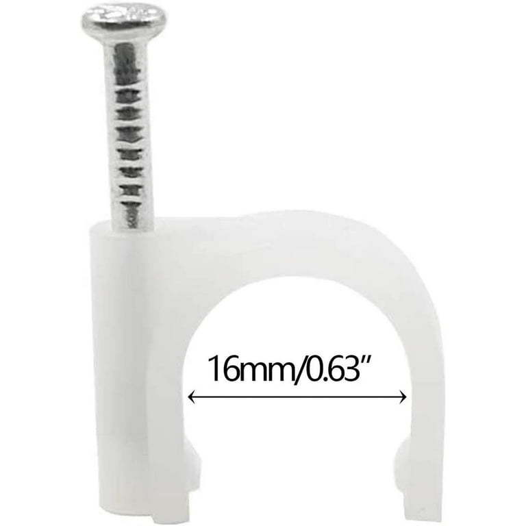 L-A White Half Clamp J-Hook with Nail For Pex Tubing Pipe Support  16mm/0.63“ (50Pcs)