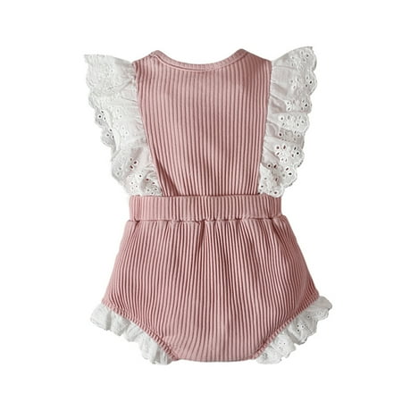 

Cathalem Cute Toddler Girl Outfits Toddler Kids Girls Ribbed Soild Fly Sleeves Bowknot Romper Birthday Shirt Big Girl Childrenscostume Pink 0-6 Months