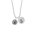 thumbnail image 2 of Delight Jewelry Silvertone Black Paw in Rope Border Silvertone Script Initial Disc - S - Charm Necklace, 20"+3", 2 of 4