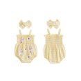 thumbnail image 2 of BemeyourBBs Newborn Baby Girl Summer Clothes Infant Baby Girl Goose Outfit Plaid Gingham Smocked Bubble Romper Embroidered Strap Sleeveless Bodysuit and Headband 2 Piece Set, 2 of 9