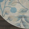 thumbnail image 3 of Serene Contemporary Botanical Ivory/Turquoise 5'3" x ROUND Area Rug, (5' Round), 3 of 7