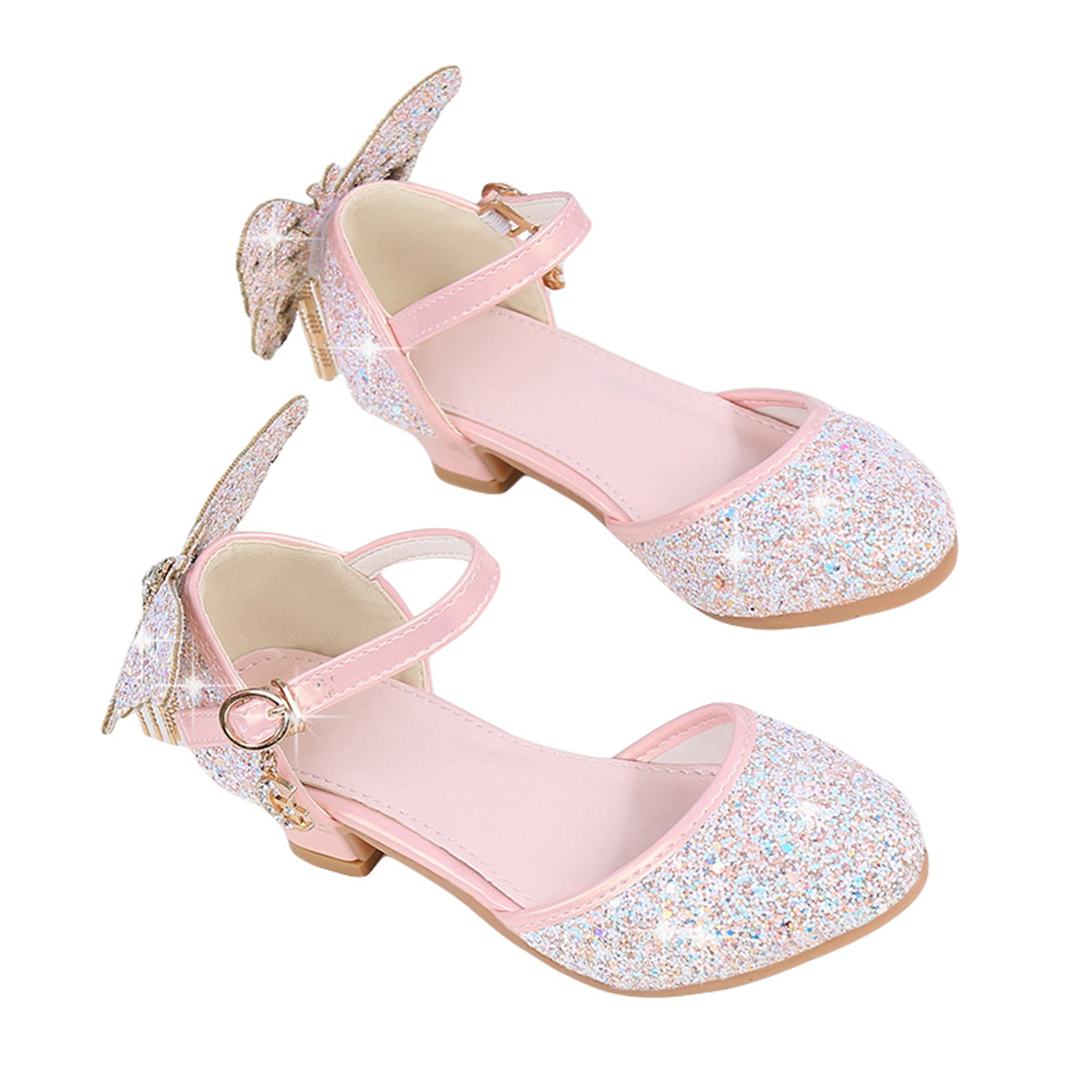 Little Kids Girls Dress Pumps Glitter Sequins Princess Low Heels Mary