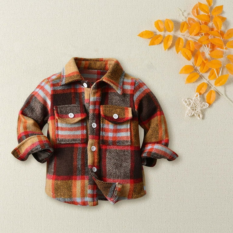 Generic Toddler Boys Girls Shirt Coat Jacket Plaid Long