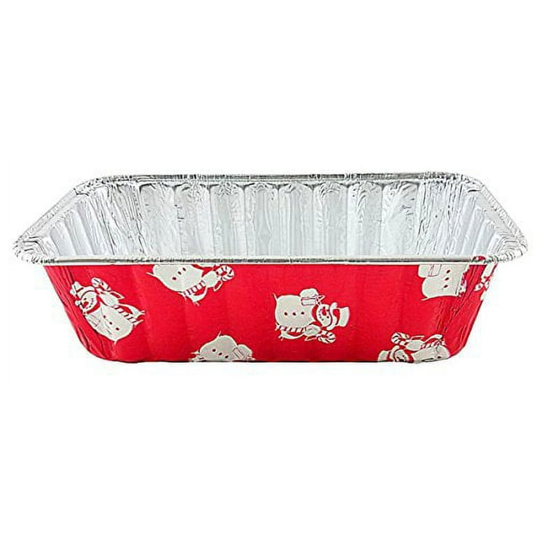 1 lb. Foil Loaf Pan w/ Clear Lid & Holiday Print - 100/Case