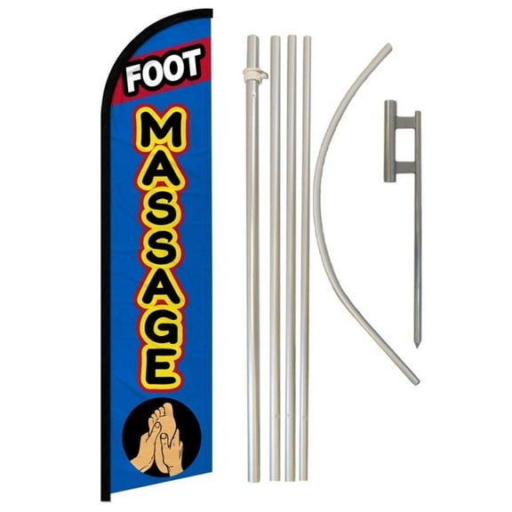 Foot Massage Windless Banner Flag & Pole Kit